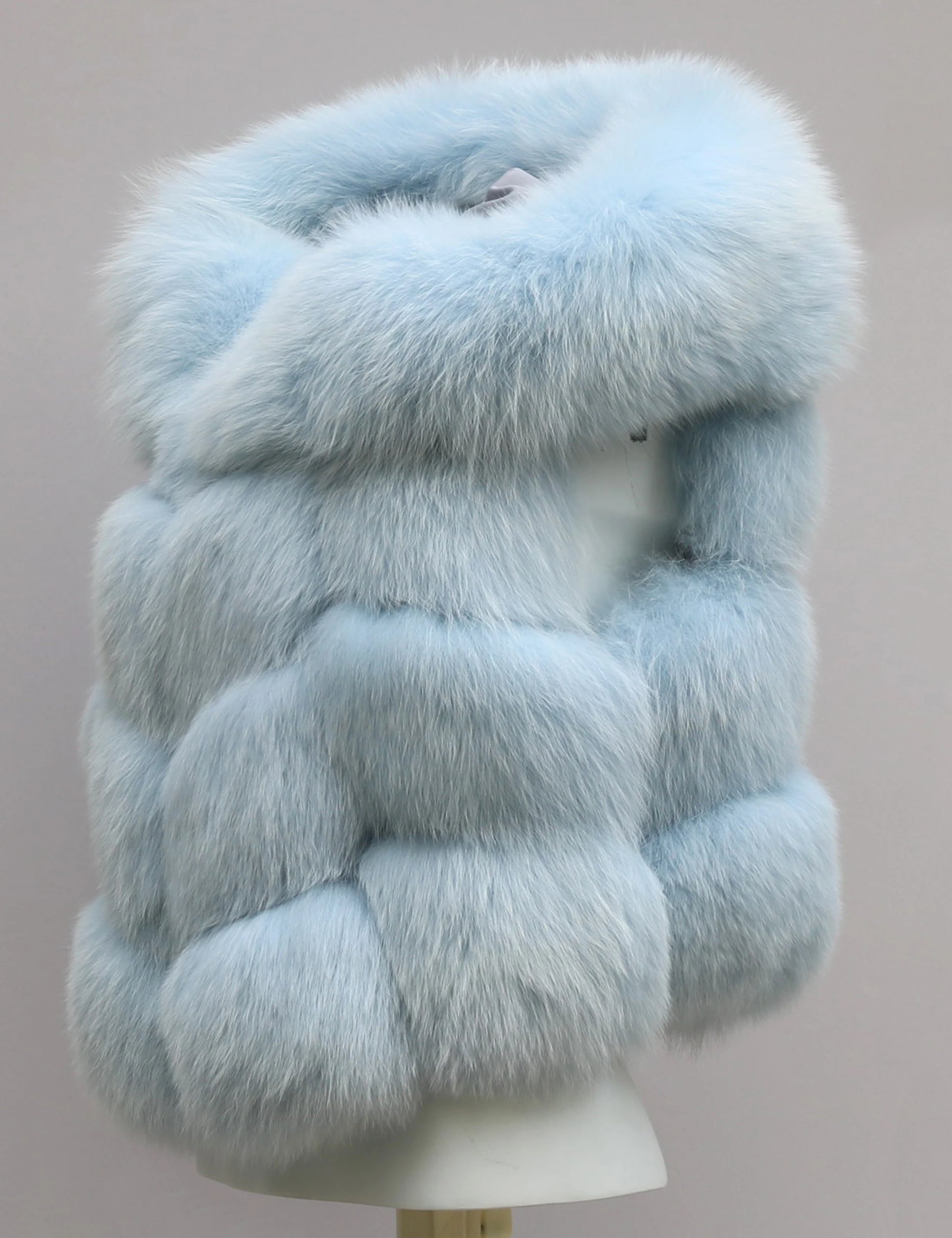 Real Fox Fur Vest Women's Genuine Silver Fox Short Jacket Sleeveless Hooded Fashion Casual Coats