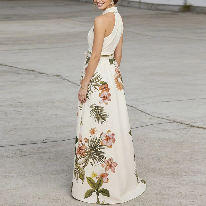 Floral Halter A-Line Boho Summer Dress