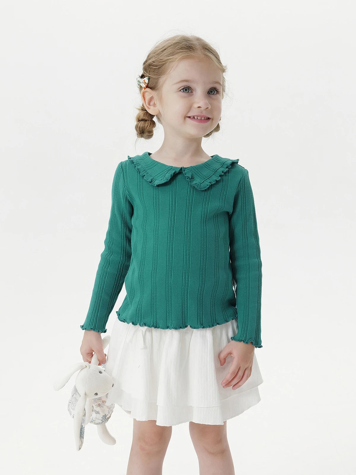 Toddler Girl Sweet Elegant Lace Collar Knit Long Sleeves T-Shirt for Autumn 551608 - HER SHOP