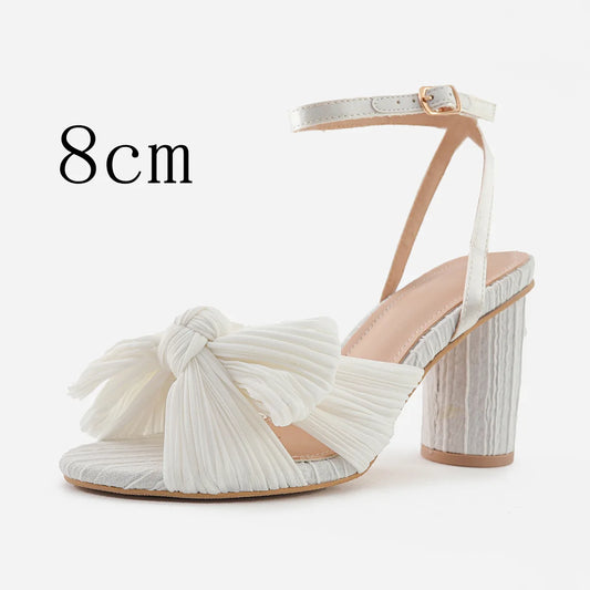 Cute Bow High Heel Sandals – Round Heel Formal Party Shoes for Wedding & Parties - HER SHOP