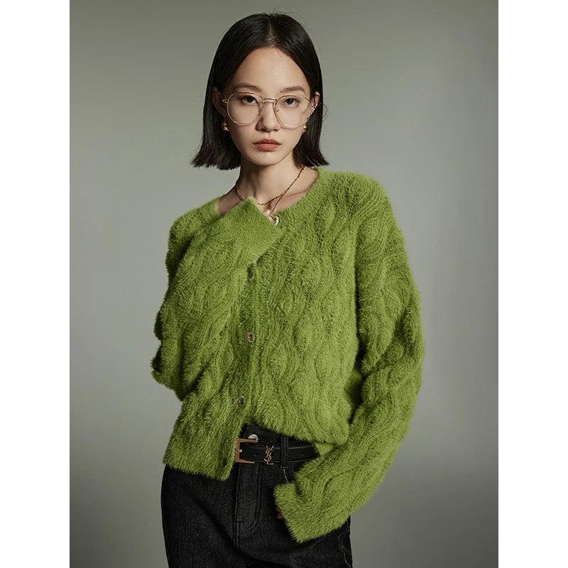 Women€™s Imitation Mink Wool Knitted Jacket – Winter 2024