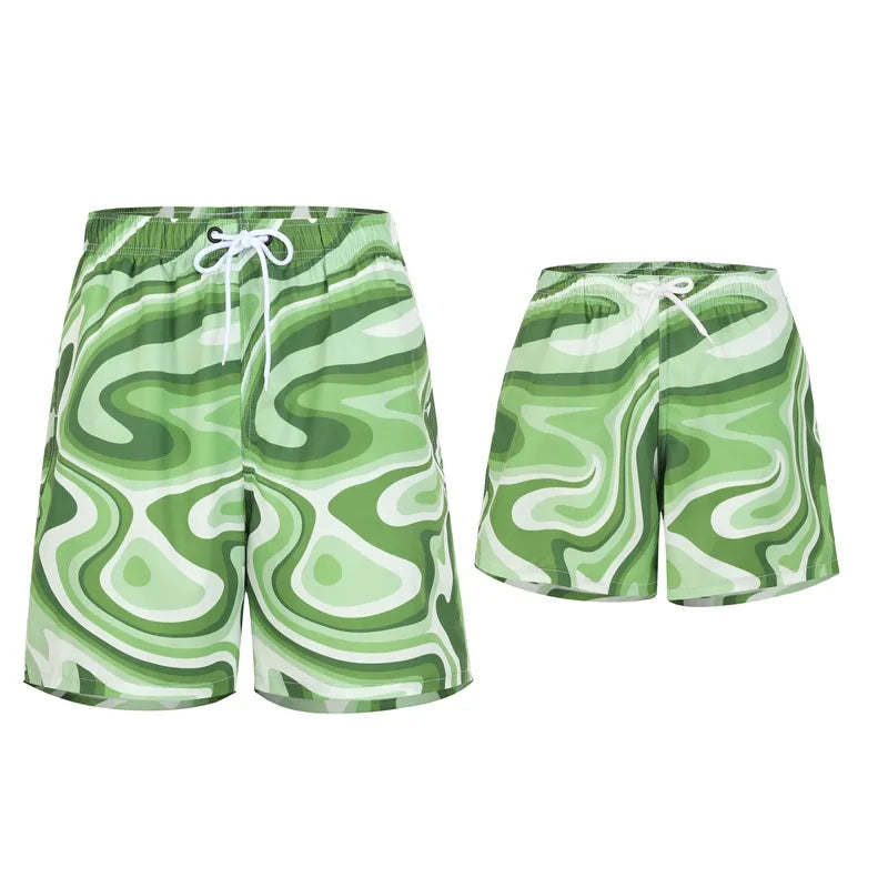 Leaf Print Swimwear Family Matching Outfits Look Mother Daughter Bikini Swimsuits Mommy and Me Clothes Dad Son Swimming Trunks