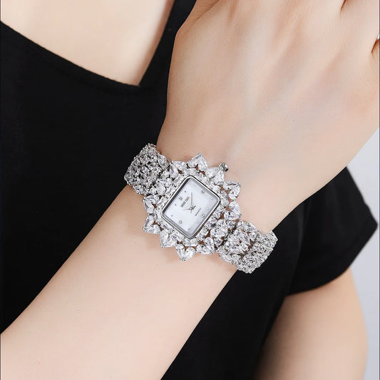 19cm Women's Full Crystal Watch  AAA Cubic Zirconia Wedding Party Jewelry | Japan Movement - HER SHOP