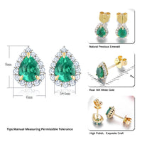 Lohaspie Customized Emerald and Diamond Stud Earrings - Genuine 14K Yellow Gold, 0.66 Carat Gemstone Jewelry