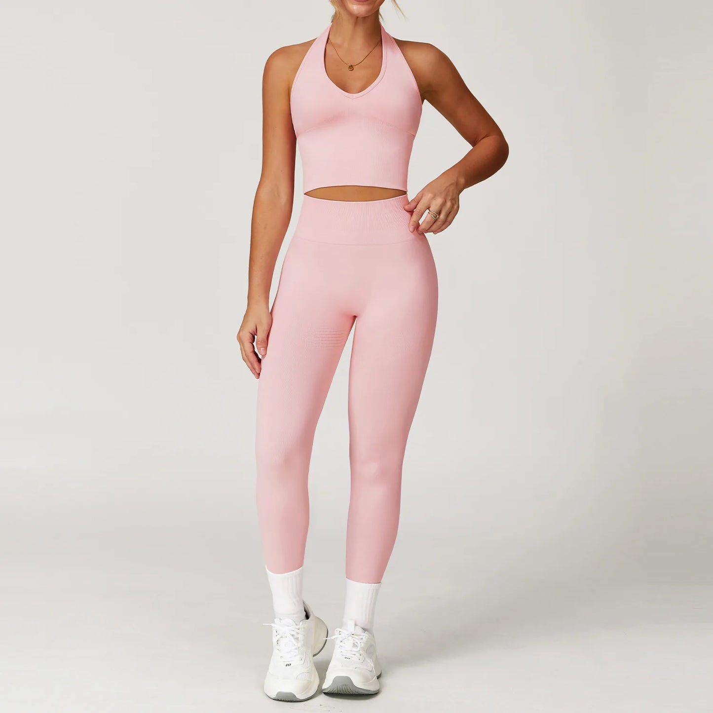 Seamless Gym Set Workout Clothes 2/3PCS Yoga Set Women's Sportswear Fitness Leggings Sports Bra Athletic Long Sleeve Yoga Suit