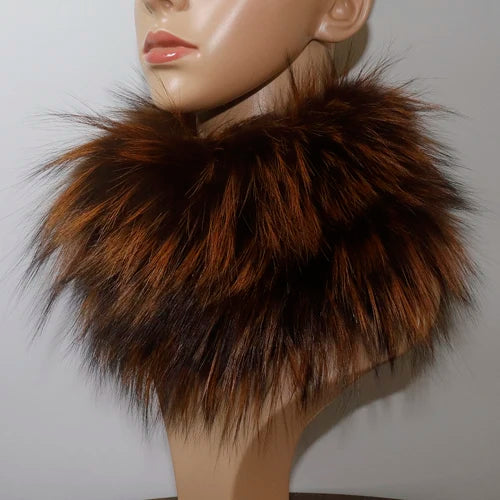 Women's Real Fox Fur Ring Scarf & Headband– Luxury Winter Neck Warmer Muffler, 100% Natural Fur with Good Elastic - HER SHOP