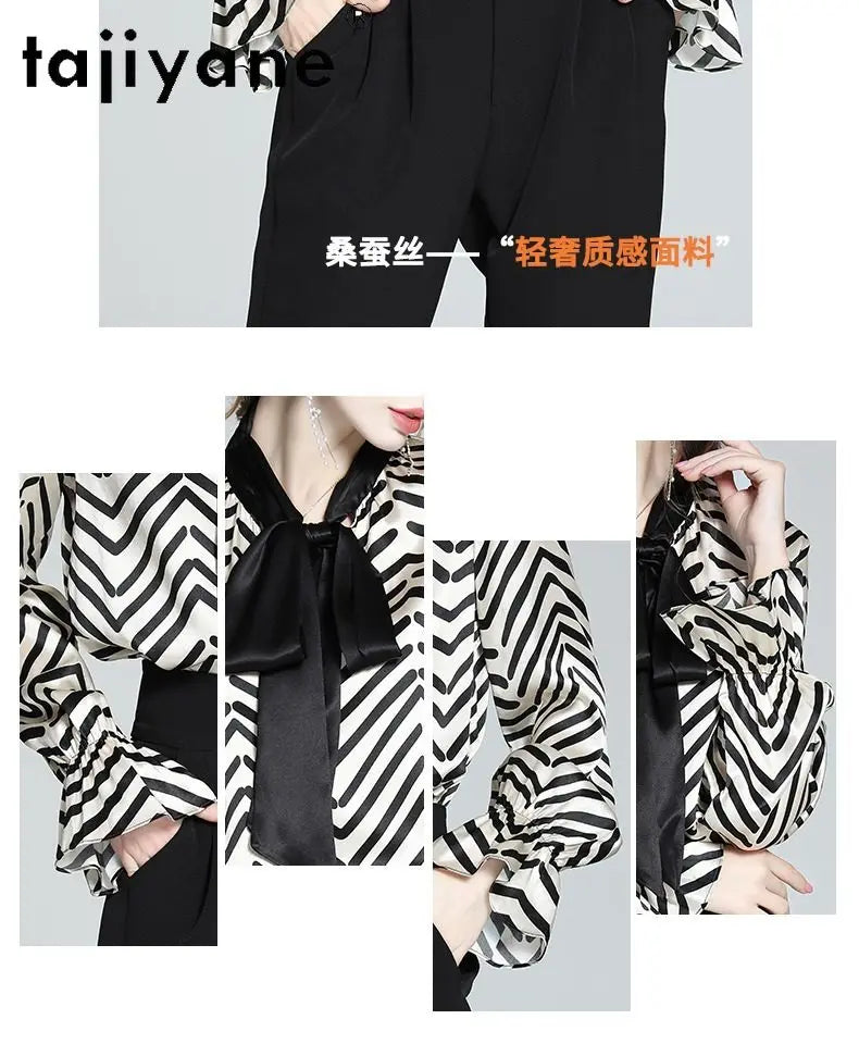 95% Mulberry Silk Striped Blouse – Women’s Elegant Pullover Shirt
