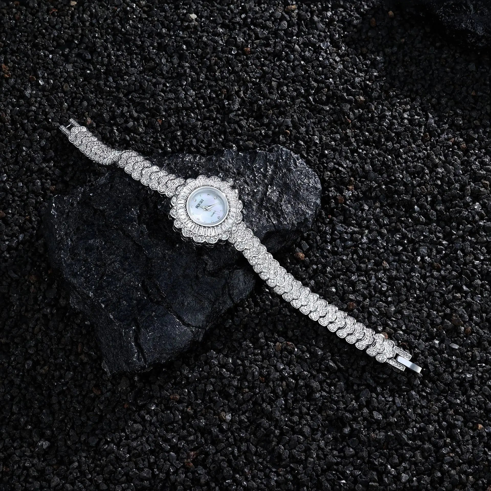 HER JEWELIFE 19cm Length Watch for Women AAA Cubic Zircon Full Crystal Watch for Wedding Party Jewelry Japan Movement Waterproof