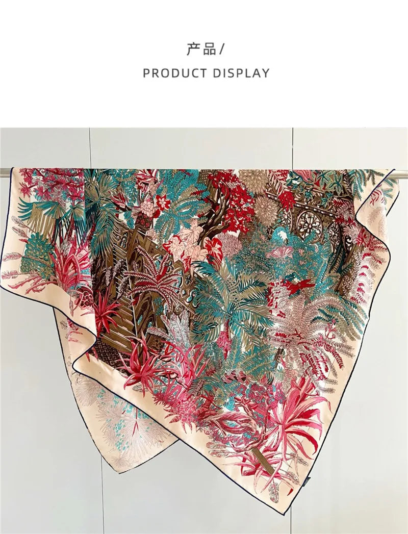 Women’s Classic Large Square Wool Scarf Wrap – Printed Winter Blanket Shawl Cape 135×135cm