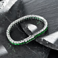 18K Gold-Plated Muzo Green Lab-Grown Emerald & Sapphire Tennis Bracelet in 925 Sterling Silver – Luxury Jewelry