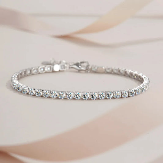 Elegant 925 Sterling Silver Moissanite Tennis Bracelet – 4.4 Carat, Adjustable, Light Luxury for Women - HER SHOP