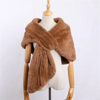 Luxury Hand Knitted Women’s Winter Rex Rabbit Fur Cape Shawl