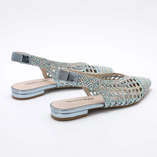 Trendy Women Braided Pointed Toe Slingback Fashion Flat Bottom Elastic Backstrap Sandals - HER SHOP