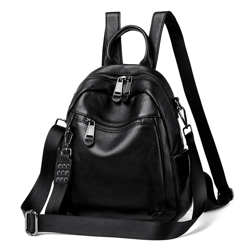 Genuine Leather Women's Backpack Fashion and Elegant Bag Soft Leather Solid Backpack Zipper Comfortable Bag For Ladies Designer