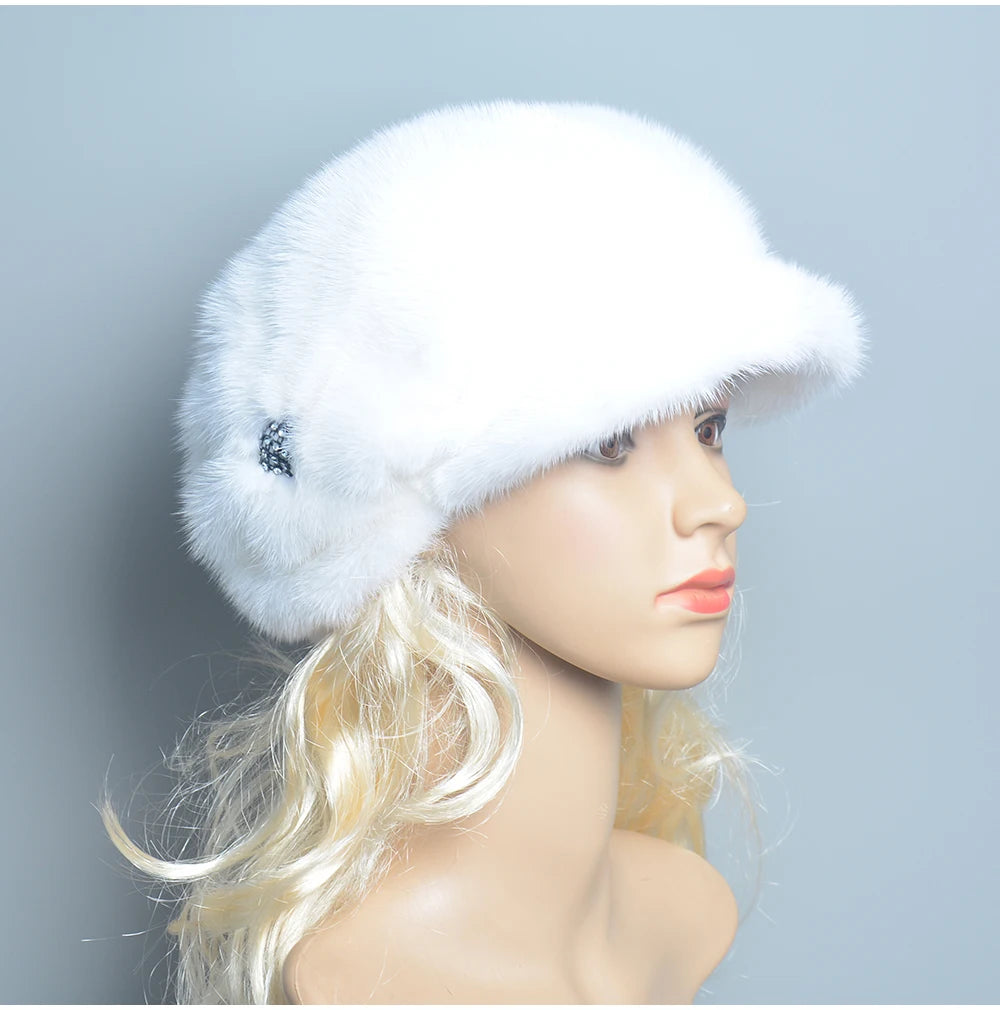 2025 Fashion Mink Fur Cap For Women Real Natural Whole Fur Hat Top Accessories Warm Ln Russian Winter Fur Hats For Lady
