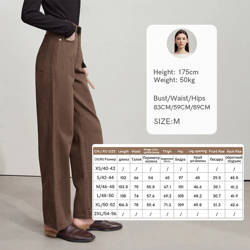 Minimalist Pure Cotton Denim Pants – Retro Casual Office Jeans for Women