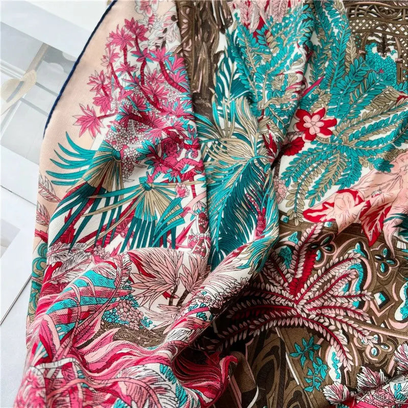 Women’s Classic Large Square Wool Scarf Wrap – Printed Winter Blanket Shawl Cape 135×135cm