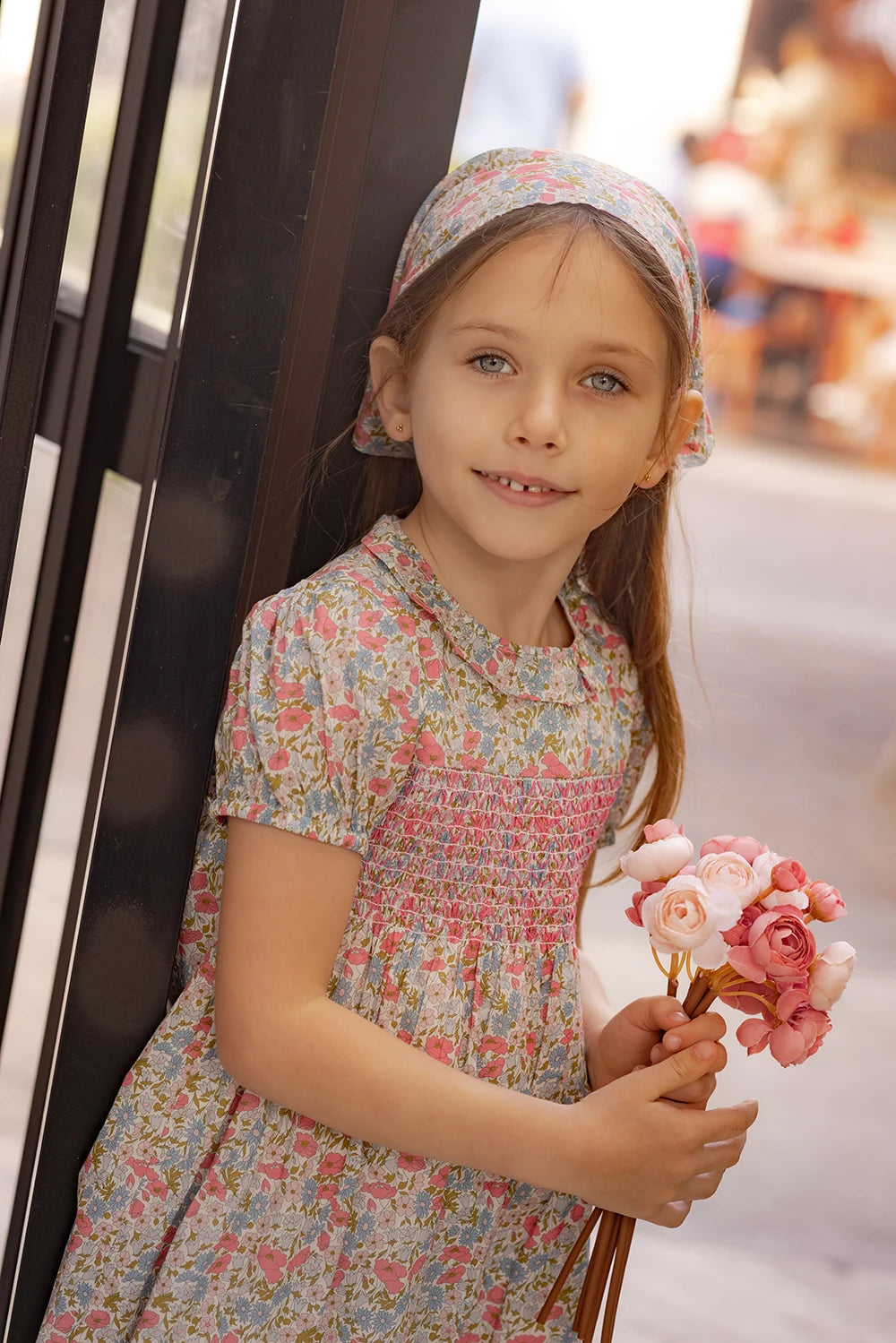 Chelsea Bloom Collection – Floral Smocked Baby Girl Overalls Set with Embroidery, Family Matching Outfit