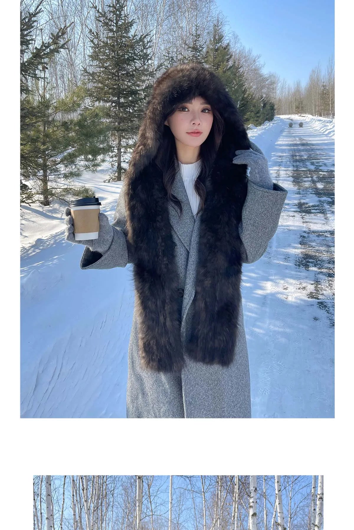 2025 Lady Real Sable Fur Hat Scarf Winter Warm Fluffy 100% Natural Sable Fur Hat Scarves Women Knitted Genuine Fur Cap Shawl