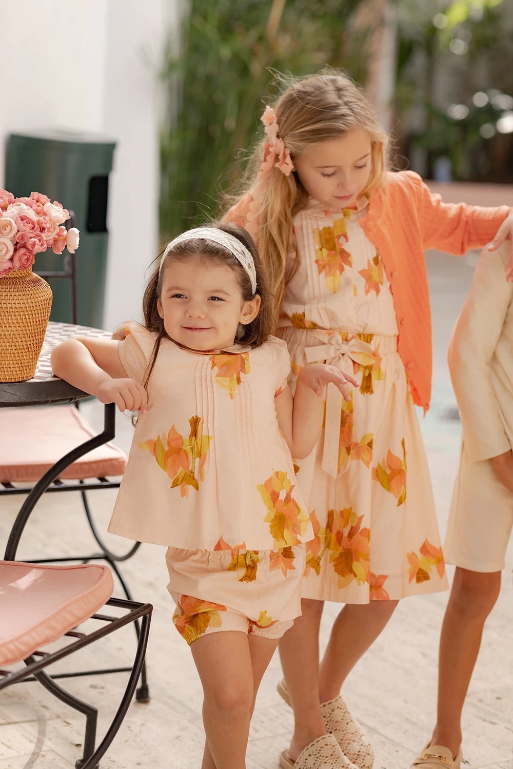 Spanish Sunset Collection SS26 Girls Puff Sleeves Dress Embroidery Sweater Boy V-neck Blazer Brothers Sisters Family Matching