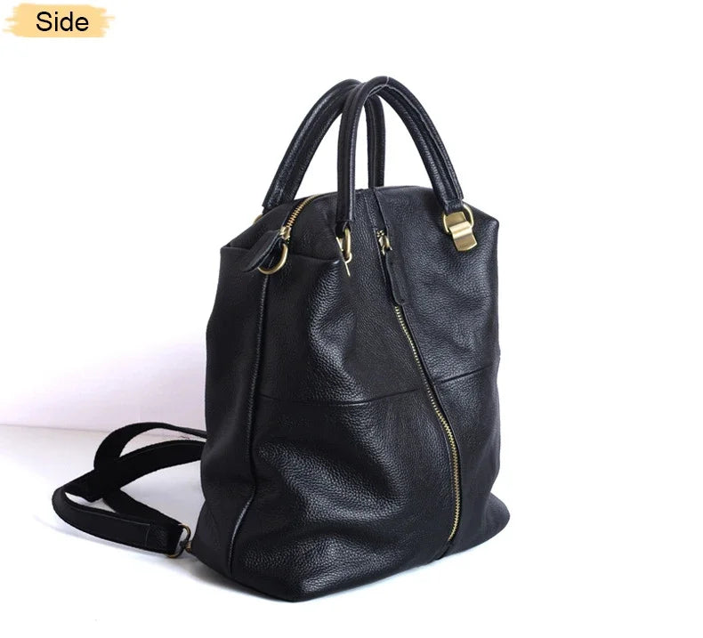 Women Leather Backpacks black Multi-purpose Dual-use womens backpack black Soft Leather Casual Daypacks Travel Ladies Bagpack