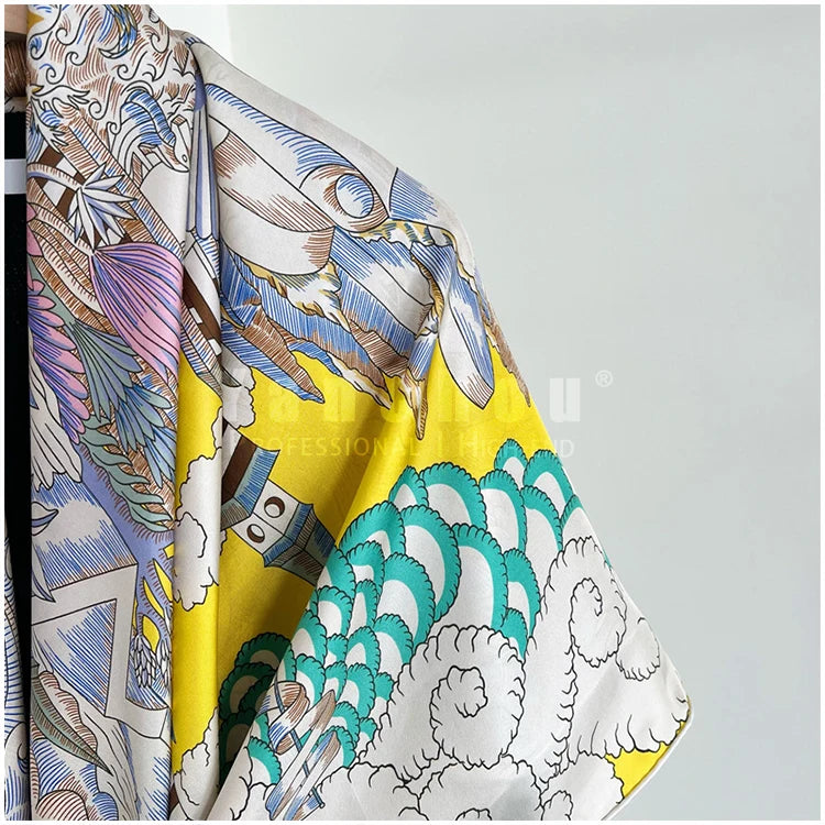 Designer Mulberry Silk Scarf 140CM Luxury Designer Large Shawls Poncho Hand-Rolled Edges Stole 135CM 135CM