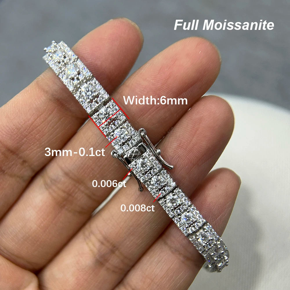 Luxury Full Moissanite Bracelet – S925 Sterling Silver, Sparkling Diamond Look, Fine Jewelry Gift for Women