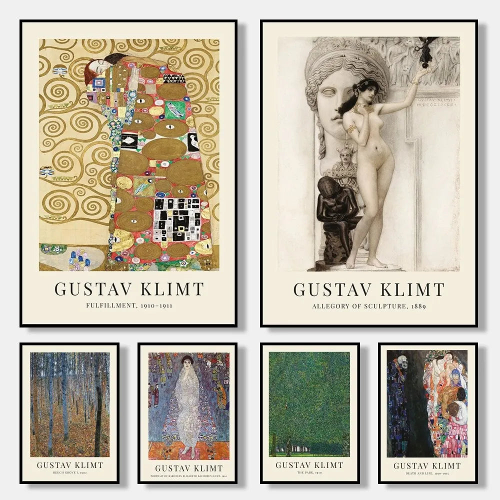G-Gustav Klimt Poster Wall Art Print Poster Decorative Mural Modern Home Decor Birthday Gift Unframed Canvas Garage Room - HER SHOP