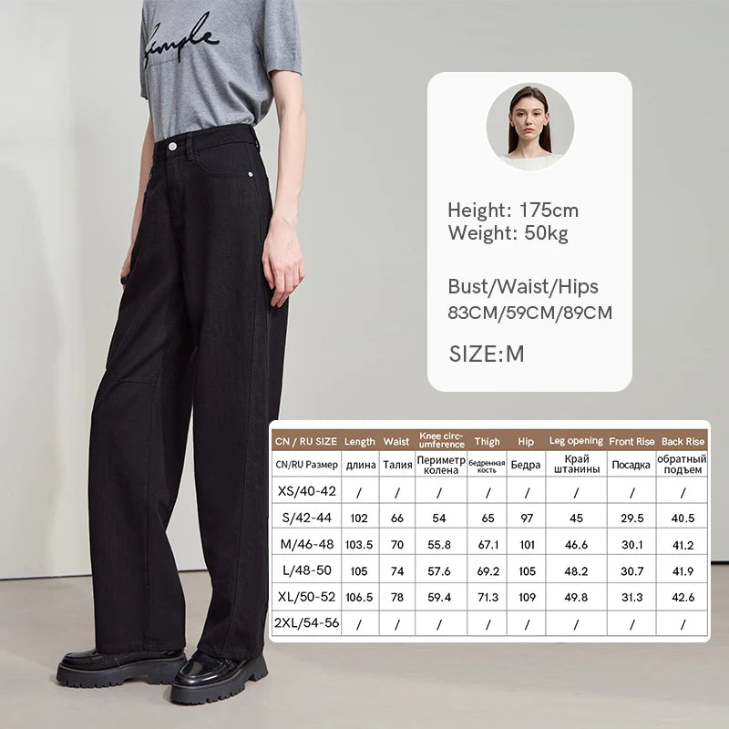Minimalist Pure Cotton Denim Pants – Retro Casual Office Jeans for Women