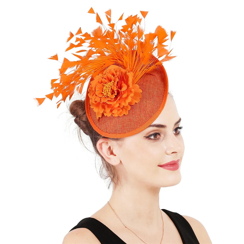 Red Feather Fascinator Chapeau for Women – Elegant Flower Headwear with Clip and Headband for Wedding, Derby & Tea Party