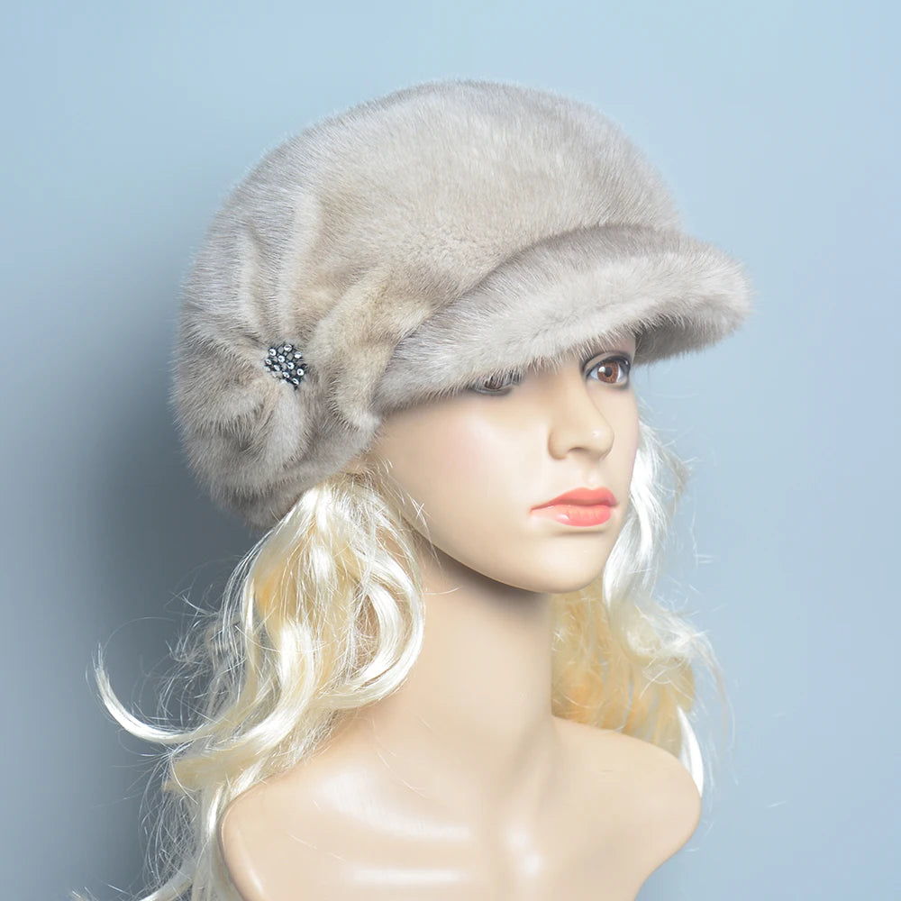 2025 Fashion Mink Fur Cap For Women Real Natural Whole Fur Hat Top Accessories Warm Ln Russian Winter Fur Hats For Lady