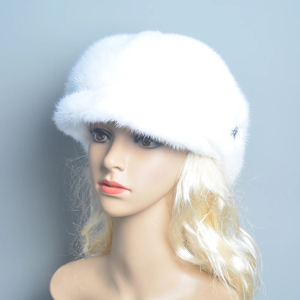 2025 Fashion Mink Fur Cap For Women Real Natural Whole Fur Hat Top Accessories Warm Ln Russian Winter Fur Hats For Lady