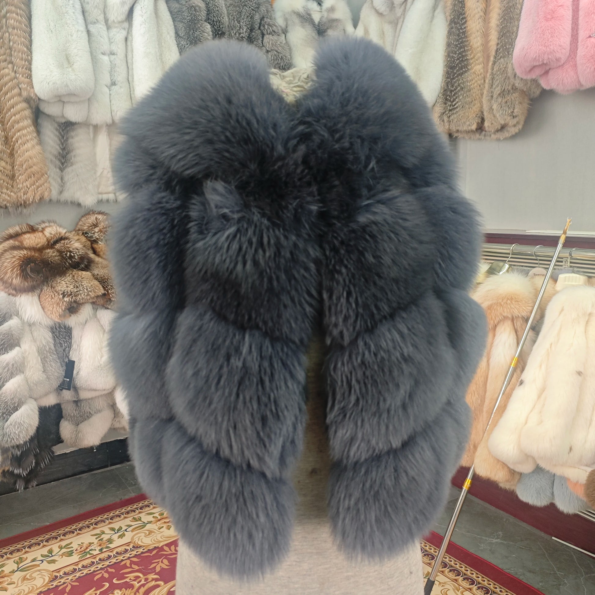 Real Fox Fur Vest Women's Genuine Silver Fox Short Jacket Sleeveless Hooded Fashion Casual Coats