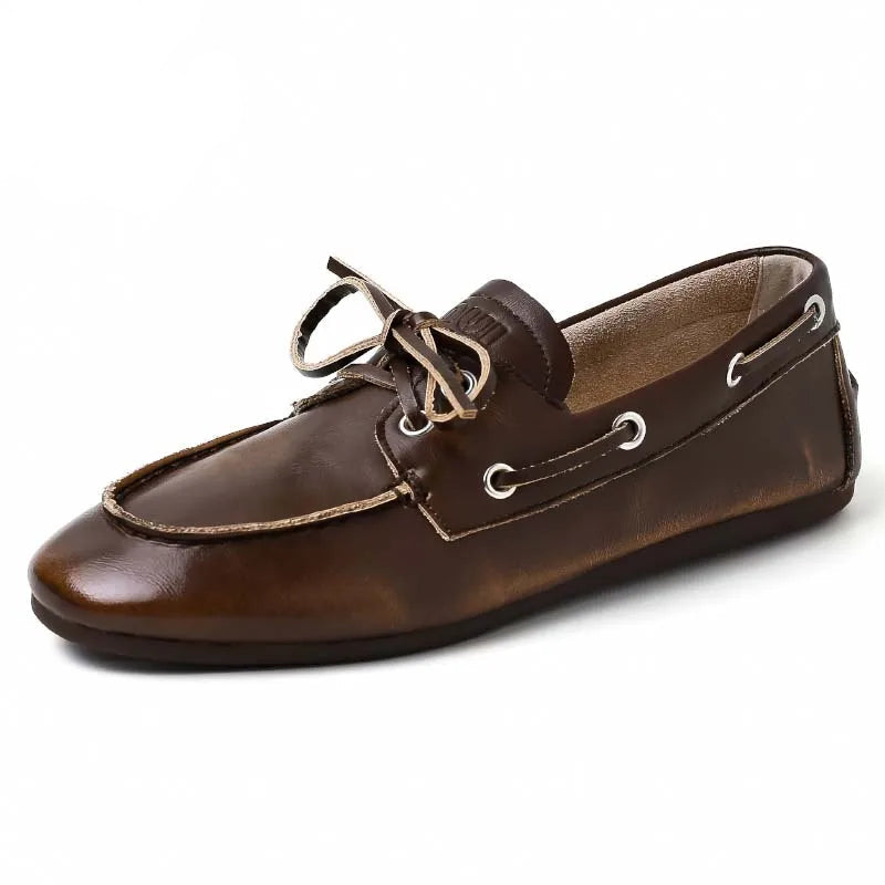 Women's Genuine Leather Flats – Vintage Suede Loafers, Casual British Style, Trendy Single Shoes - HER SHOP