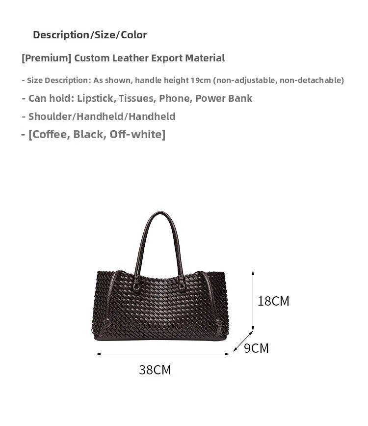 2025 New Women's Large Capacity Shopping Bag Tote Basket Woven Single Shoulder Fashion High End Handbag PU Leather Crossbody