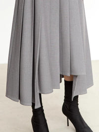 Women's 2023 Winter Wool A-Line Pleated Skirt – Irregular Three-Dimensional Design, Loose Fit