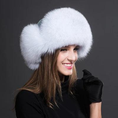 Beautiful Women's Natural Raccoon or Fox Fur Ushanka Hat