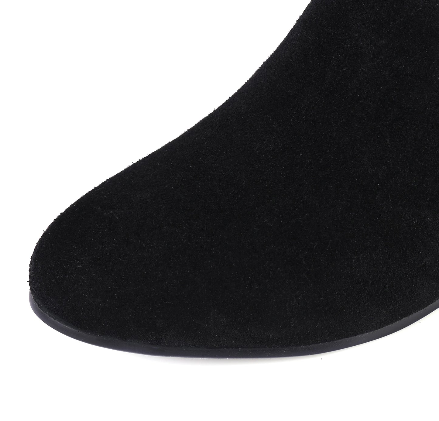 Plus Size Cow Suede Over-the-Knee High Heel Boots for Women – Retro Winter Long Boots with Zipper and Round Toe (Sizes 33–46)