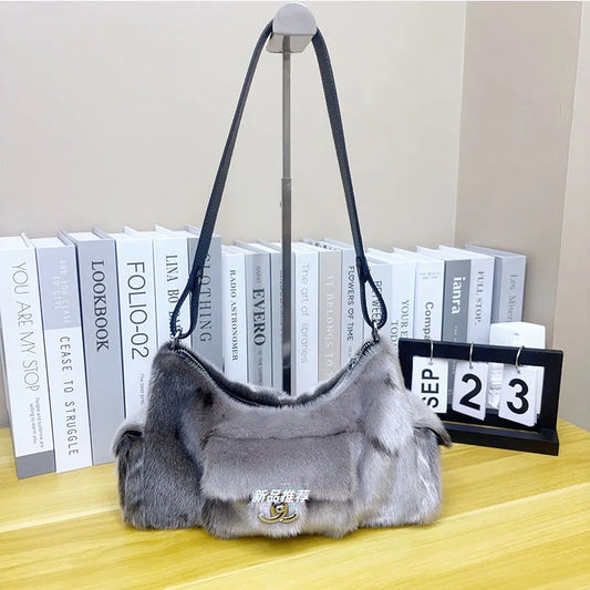 Pure Imported Mink Hair Designer Crossbody Luxury Real Fur Handbag for Women - HER SHOP