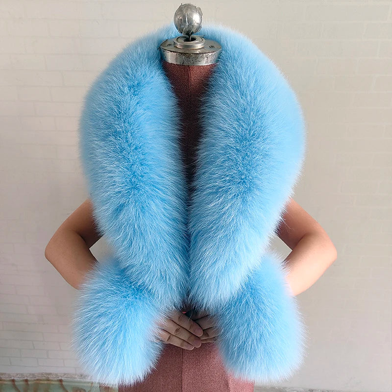 Luxury 100% Natural Fox Fur Scarf & Cuff Set for Women – Authentic Winter Fox Fur Collar, Ultra-Warm Neck Warmer - HER SHOP