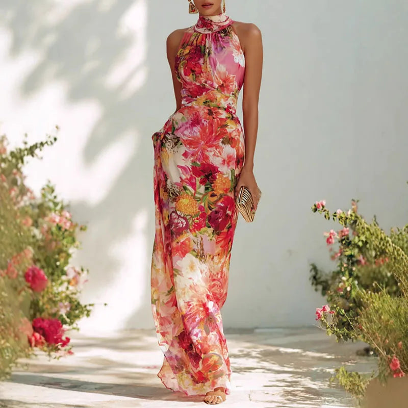 Floral Print Sleeveless Bodycon Summer Dress - As Picture - Size XL - HER SHOP