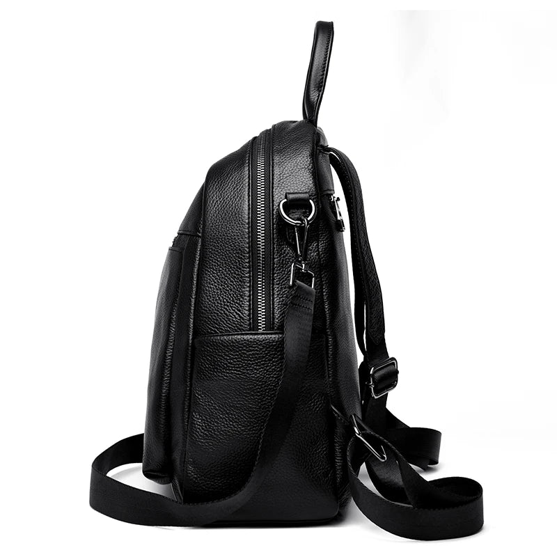 Genuine Leather Women's Backpack Fashion and Elegant Bag Soft Leather Solid Backpack Zipper Comfortable Bag For Ladies Designer