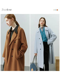 Full Woolen Long Coat for Women – Hepburn Style Double-Sided Gentle Color Autumn Winter Coat