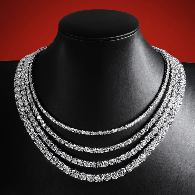 925 Sterling Silver Moissanite Tennis Necklace | Sparkling Fine Jewelry for Women | Party & Special Occasion