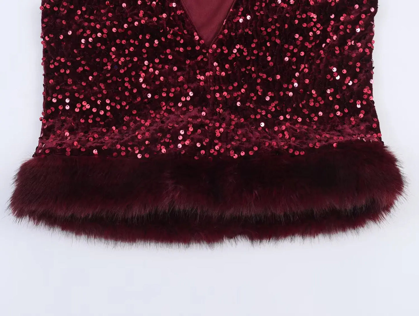 Chic Elegant Sequin Pants 2 Pieces Sets For Women Sequin Fur Vest Top Women's Suit 2026 New Year Party Woman Outfits ﻿