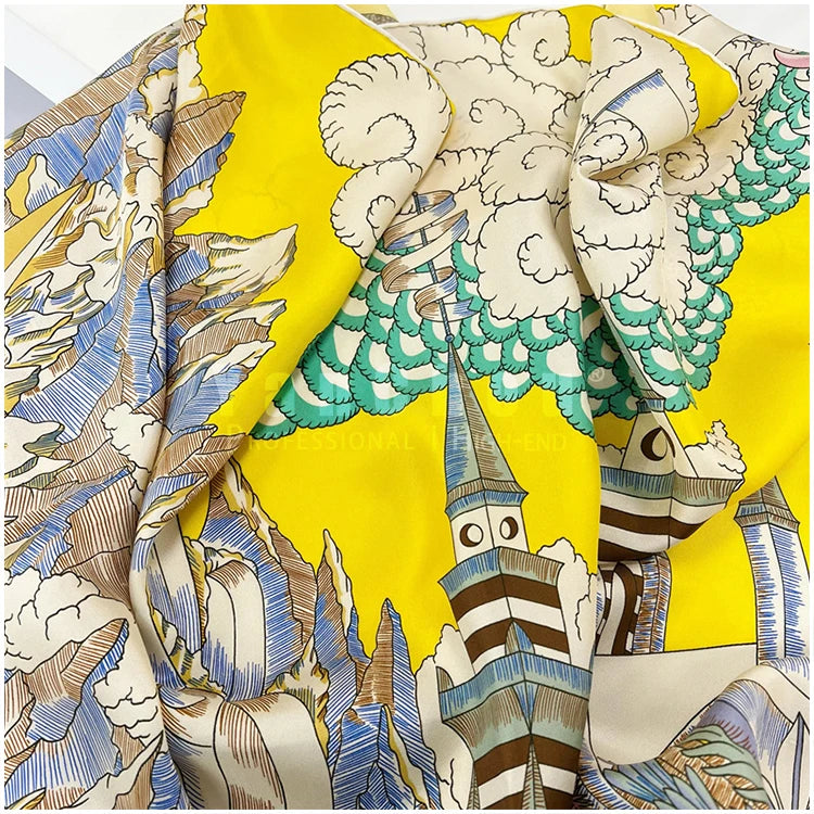 Designer Mulberry Silk Scarf 140CM Luxury Designer Large Shawls Poncho Hand-Rolled Edges Stole 135CM 135CM