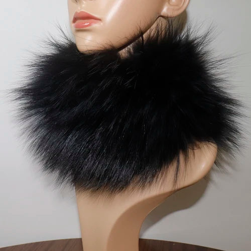 Women's Real Fox Fur Ring Scarf & Headband– Luxury Winter Neck Warmer Muffler, 100% Natural Fur with Good Elastic
