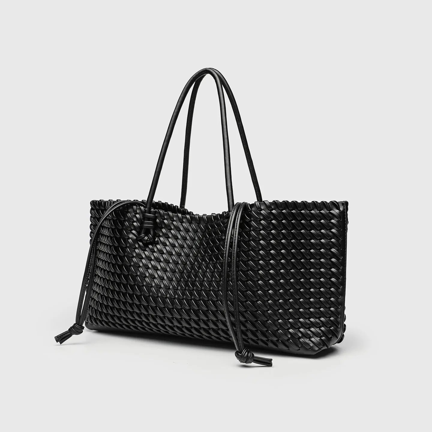 2025 New Women's Large Capacity Shopping Bag Tote Basket Woven Single Shoulder Fashion High End Handbag PU Leather Crossbody - HER SHOP
