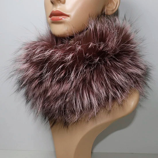 Women's Real Fox Fur Ring Scarf & Headband– Luxury Winter Neck Warmer Muffler, 100% Natural Fur with Good Elastic