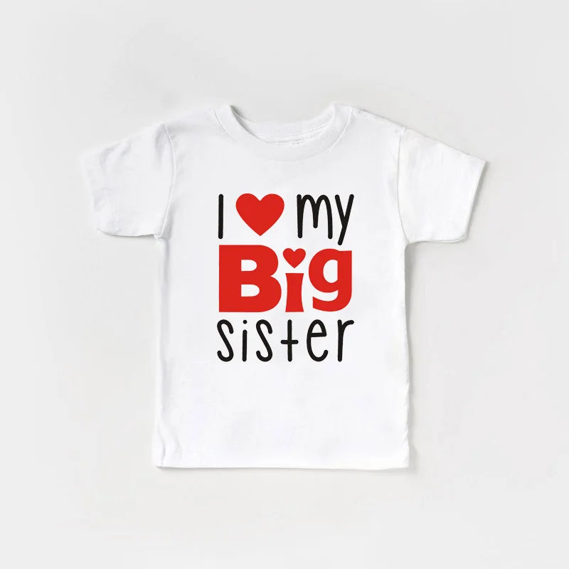 1PC Matching T Shirts Sibling Sisters Brother T-shirt I Love My Big Sister Family Clothing Kids Boys Clothes Baby Bodysuits